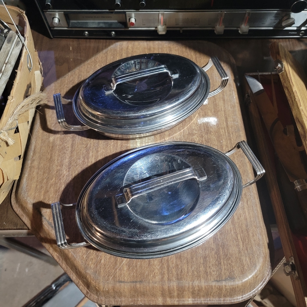 Vintage Ekcoware stainless steel copper clad bottom oval Au Graten pan